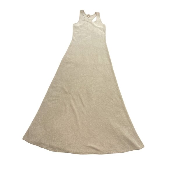 Loro Piana Cocooning Fuzzy 100% Silk Racerback Maxi Dress in Cream - Picture 1 of 12